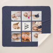 8家族モダン写真コラージュとイニシャルレター シェルパブランケット (正面(横))