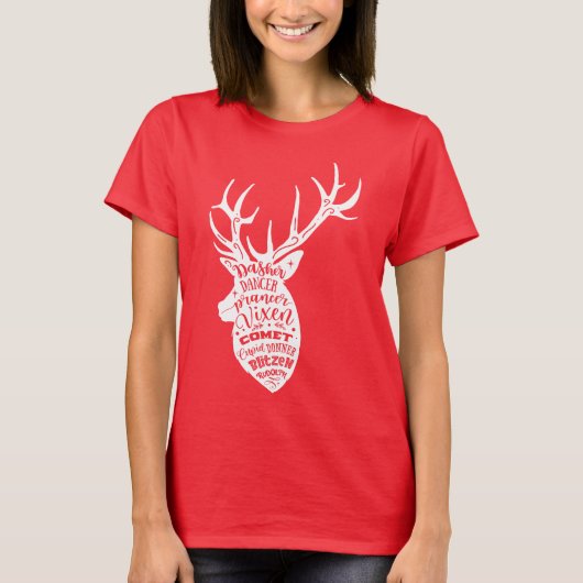 8小トナカイ🦌クリスマス🎄サンタ鹿 Tシャツ (正面)