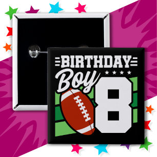8年オールドサッカーパーティーテーマ8th誕生日ボーイ 缶バッジ