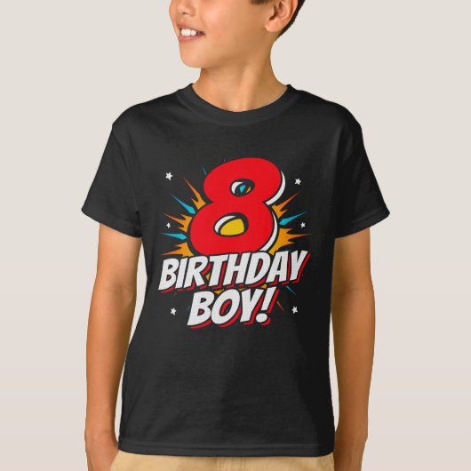 8年オールドスーパーヒーロー誕生日ボーイ8誕生日 Tシャツ (正面)