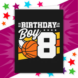 8年オールドバスケットボールパーティーテーマ8th誕生日ボーイ カード