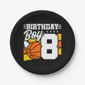 8年オールドバスケットボールパーティーテーマ8th誕生日ボーイ ペーパープレート (正面)
