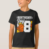 8年オールドバスケットボールパーティーテーマ8th誕生日ボーイ tシャツ (正面)