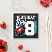 8年オールドホッケーパーティーテーマ第8誕生日ボーイ スタンダードカクテルナプキン (インサイチュ)