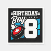 8年オールドホッケーパーティーテーマ第8誕生日ボーイ スタンダードカクテルナプキン (正面)