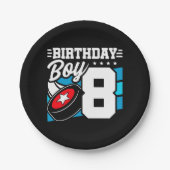8年オールドホッケーパーティーテーマ第8誕生日ボーイ ペーパープレート (正面)
