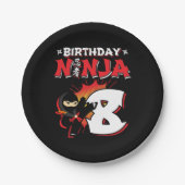 8年オールド漫画ブックスタイル忍者8誕生日 ペーパープレート (正面)