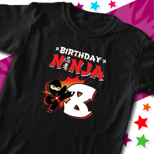 8年オールド漫画ブックスタイル忍者8誕生日 Tシャツ