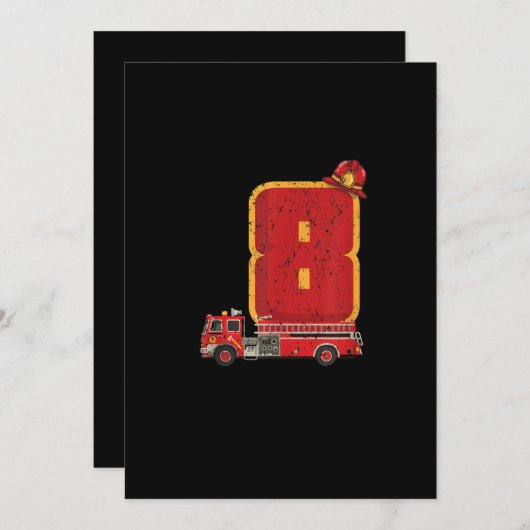 8年前の誕生日ボーイギフト消防士 シーズンカード (正面/裏面)