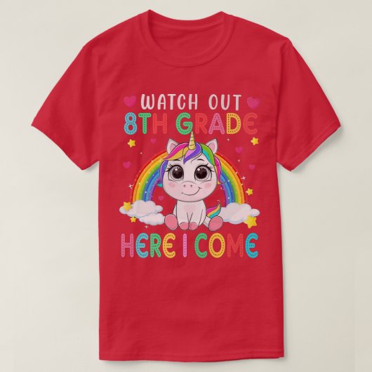 8年生ここでI新学期ユ来ー Tシャツ (デザイン正面)