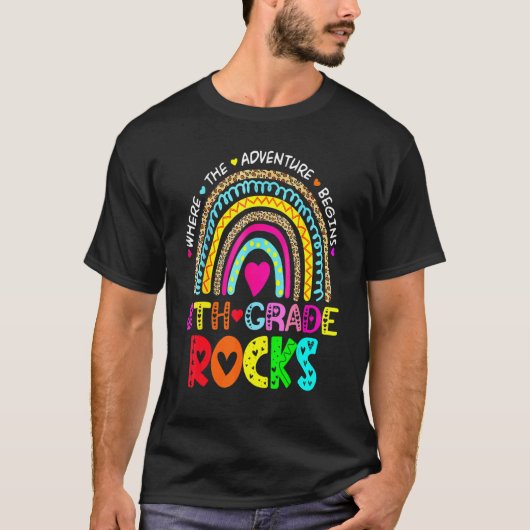 8年生の岩8年生の新学期レインボ Tシャツ (正面)