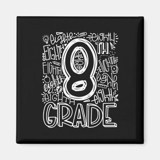 8年生タイポグラフィチーム 8年生のバックトゥスクール マグネット (正面)