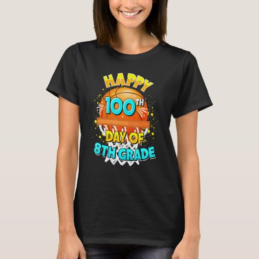 8年生バスケの先生のための100日目の学校 Tシャツ (正面)