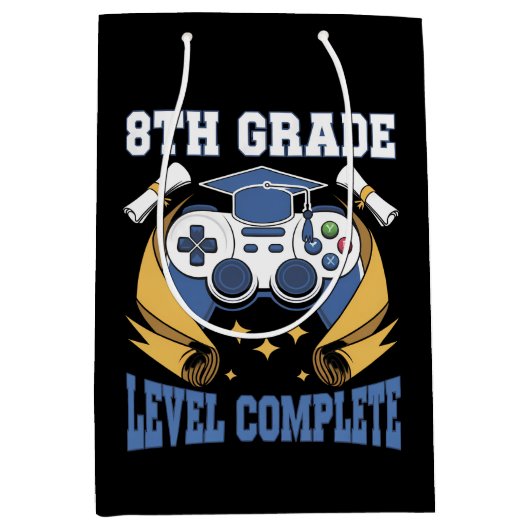 8年生レベルの完全ゲーマー卒業 ミディアムペーパーバッグ (正面)