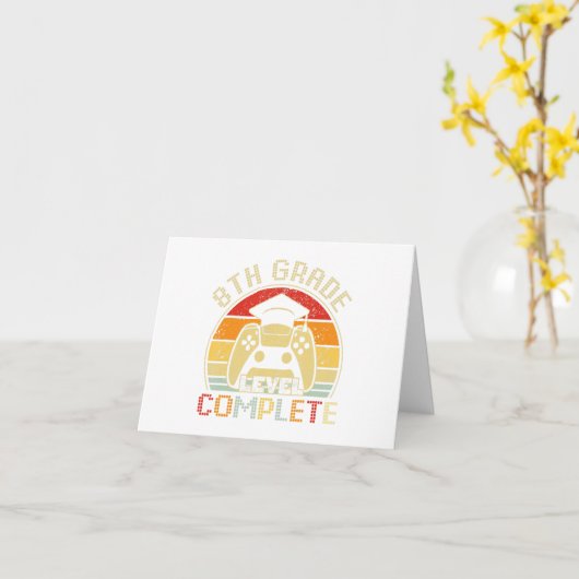 8年生卒業レベル完全ビデオゲーマーGr カード (黄色い花)