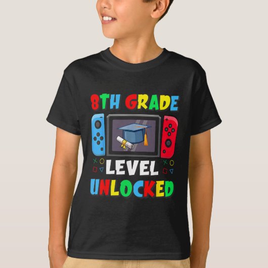 8年生最初の日 レベルアンロック クールな学校 Tシャツ (正面)