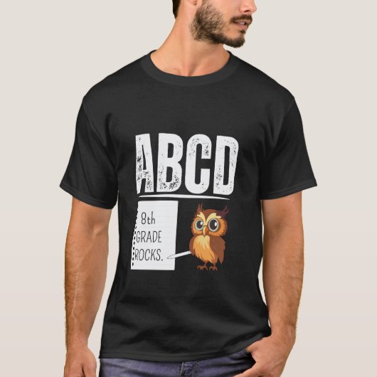8年生最高!鉛筆 ABCD 先生 バックトゥスクール Tシャツ (正面)