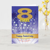 8年間の回復記念日 太字の数字 カード (黄色い花)