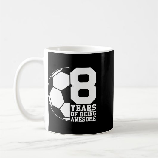 8年間もサッカー好きで最高 コーヒーマグカップ (左)