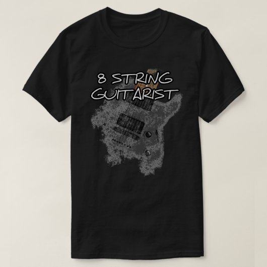 8弦ギタリスト拡張レンジエレキギター Tシャツ (デザイン正面)