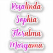 8手書き透明な防水名ガーリー、 シール (正面)