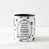 8日目に神がボストンテリア犬を創造 マグカップ (中央)