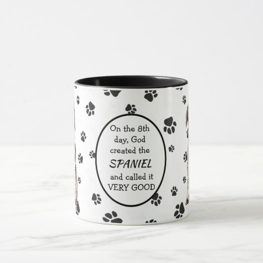 8日目に神が創造されたスパニエル犬 マグカップ (中央)