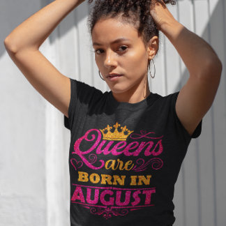 8月に生まれたクイーンズのスパングル誕生日 Tシャツ