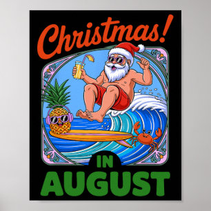 8月のクリスマス 夏休み おもしろサンタさん ポスター