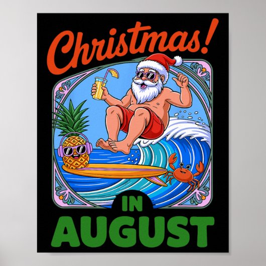 8月のクリスマス 夏休み おもしろサンタさん ポスター (正面)