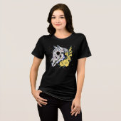 8月のグラジオラスと馬の頭蓋骨 トライブレンドTシャツ (正面全面)