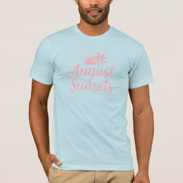 8月の夕焼け ヤシの木 夏のTシャツ Tシャツ