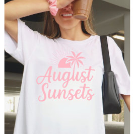 8月の夕焼け ヤシの木 夏 Tシャツ