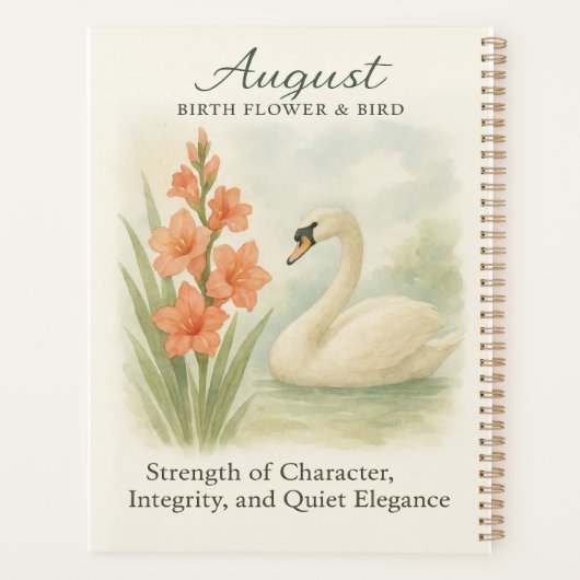 8月の白鳥の聖書 キリスト教のインスピレーション プランナー手帳 (裏面)