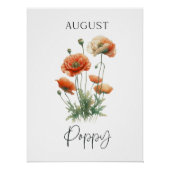 8月の誕生月 ポピー 花 ポスター (正面)