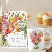 8月の誕生花マグ | グラジオラスとポピー コーヒーマグカップ