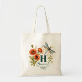 8月の誕生花 ポピーとトンボ トートバッグ (正面)