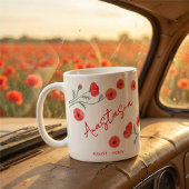 8月の誕生花 ポピー 名前入り コーヒーマグカップ
