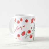 8月の誕生花 ポピー 名前入り コーヒーマグカップ (正面左)