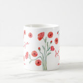 8月の誕生花 ポピー 名前入り コーヒーマグカップ (中央)