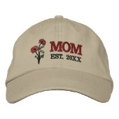 8月の誕生花 ポピー MOM 刺繍入りキャップ (正面)