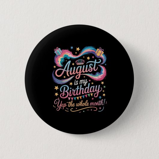 8月は私の誕生日です はい 1ヶ月中かわいい 缶バッジ (正面)