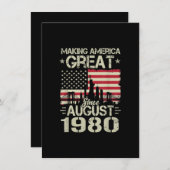 8月生まれのアメリカを偉大にしよう 誕生日プレゼント 19 招待状 (正面/裏面)