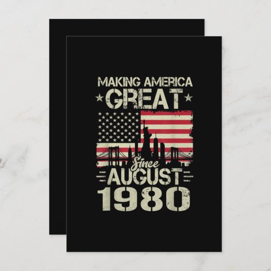 8月生まれのアメリカを偉大にしよう 誕生日プレゼント 19 招待状 (正面/裏面)