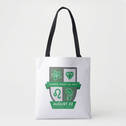 8月1-22日生まれの獅子座を象徴するBirthday Crest™ トートバッグ (正面)