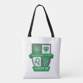8月1-22日生まれの獅子座を象徴するBirthday Crest™ トートバッグ (裏面)