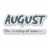 8月 - 夏の日曜日 タイポグラフィー 引用 シール (正面)
