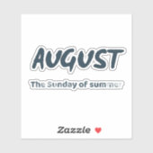 8月 - 夏の日曜日 タイポグラフィー 引用 シール (シート)