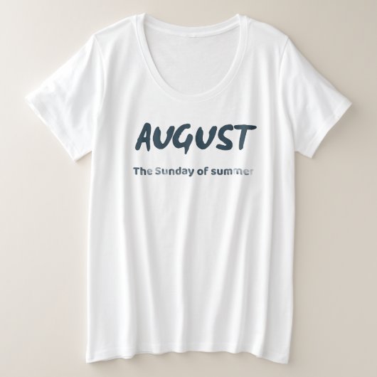 8月 - 夏の日曜日 タイポグラフィー 引用 プラスサイズTシャツ (デザイン正面)