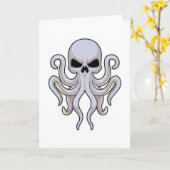 8本の腕と骷髏のタコ カード (黄色い花)